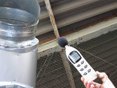 各種消音装置により近隣への騒音対策を実施(乾燥機、ボイラー、コンプレッサ等々)対策前後の騒音測定で高い効果を